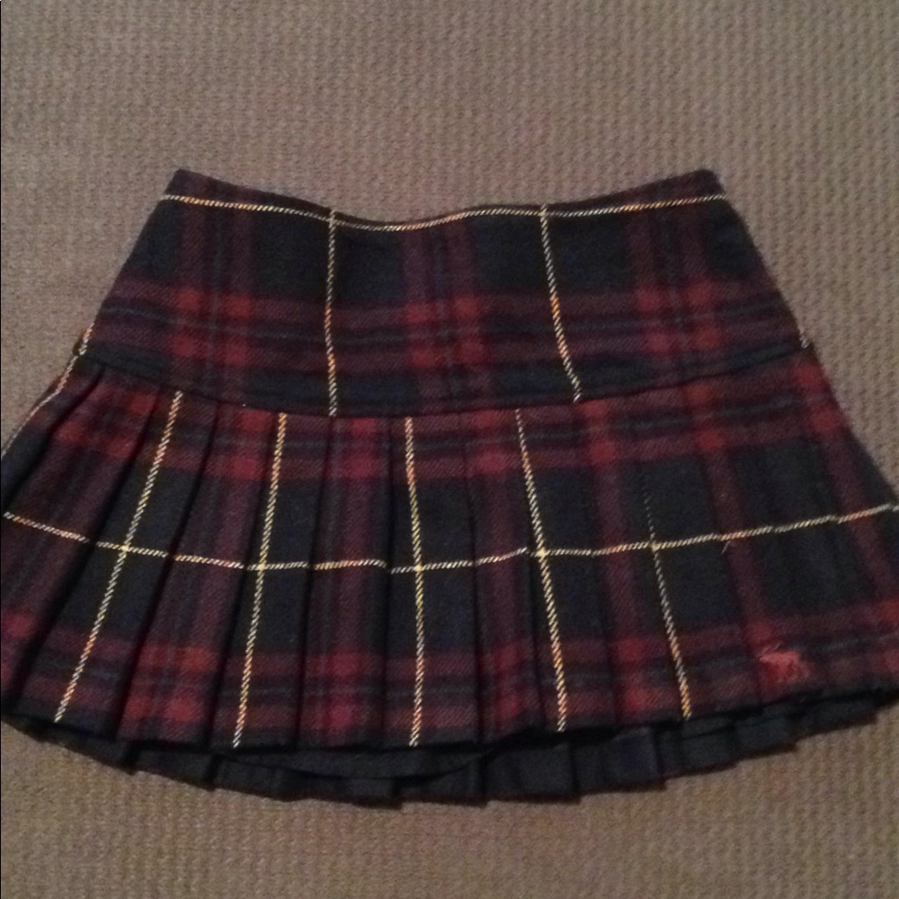 abercrombie faux wool plaid and pleated skirt